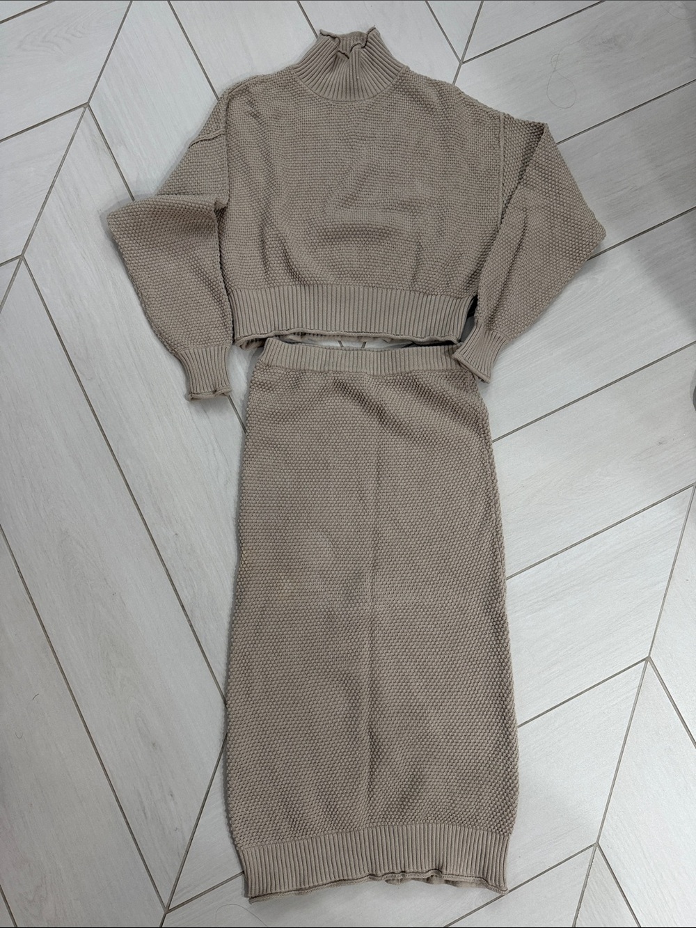 Free People Hailee Sweater Skirt Set - Beige